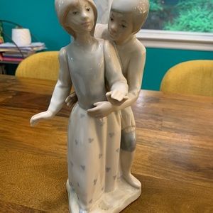 Collectible ceramic figurine of couple expecting a child, new parents, EUC